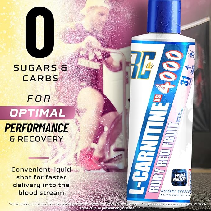 Ronnie Coleman Signature Series L Carnitine XS 4000 Liquid, Stimulant Free, Sugar Free, Zero Carbs, Lean Muscle Strength Support for Men & Women, 16 Oz (16 oz, Ruby Red Fruit (4000))-StrideForce Fitness