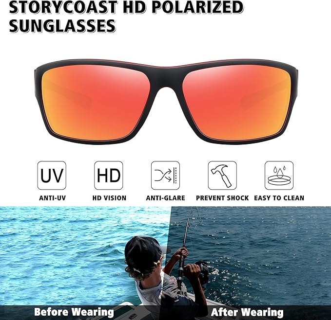 STORYCOAST Polarized Sports Sunglasses for Men Women Unbreakable Frame Cycling Fishing Driving-StrideForce Fitness