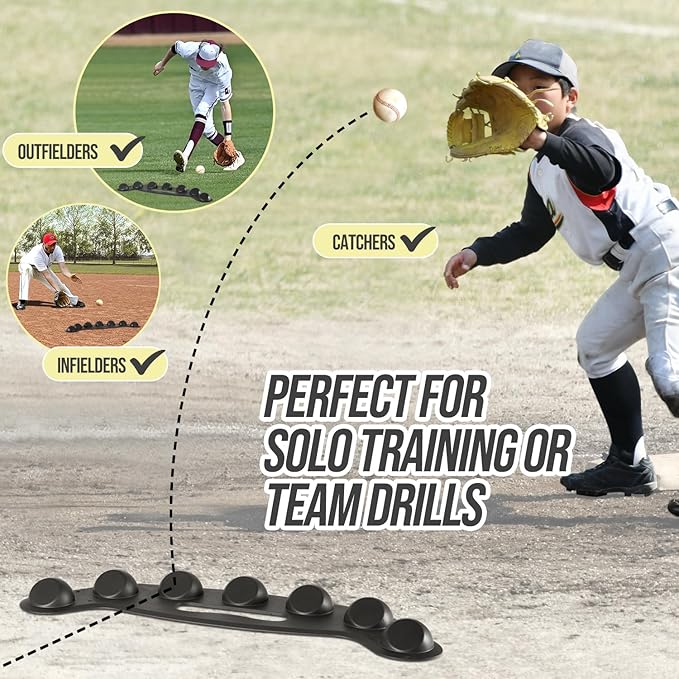 Baseball Softball Training Equipment,Easy to Use Baseball Fielding Trainer for Improving Fielding, Catching and Defensive Skill, Baseball Fielder Mat for Fielder,Catcher with Ground Stake-StrideForce Fitness