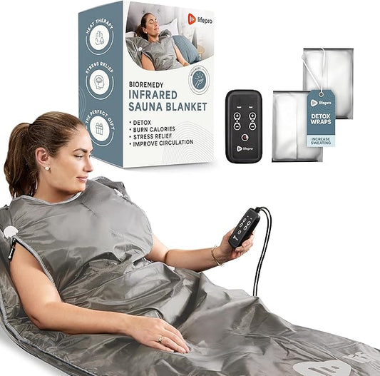 Lifepro BioRemedy Infrared Sauna Blanket – Available in 5 Colors – Portable Far Infrared Home Sauna Bag for Detox, Tension, and Relaxation – Adjustable Temp (86–158°F) & Timer – Includes Detox Wraps-StrideForce Fitness