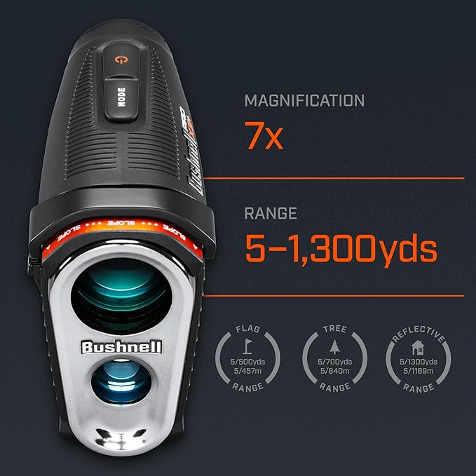 Bushnell Pro X3+ Golf Rangefinder with Wind Speed and Direction,1300 Yard Range,7X Magnification, Pin Locking with Visual Jolt-StrideForce Fitness