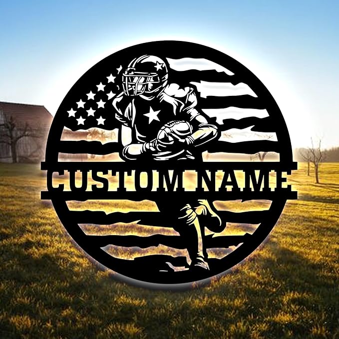 Personalized Football Metal Wall Art LED Light, American Sign, Wall Decor, Birthday Xmas Gift-StrideForce Fitness