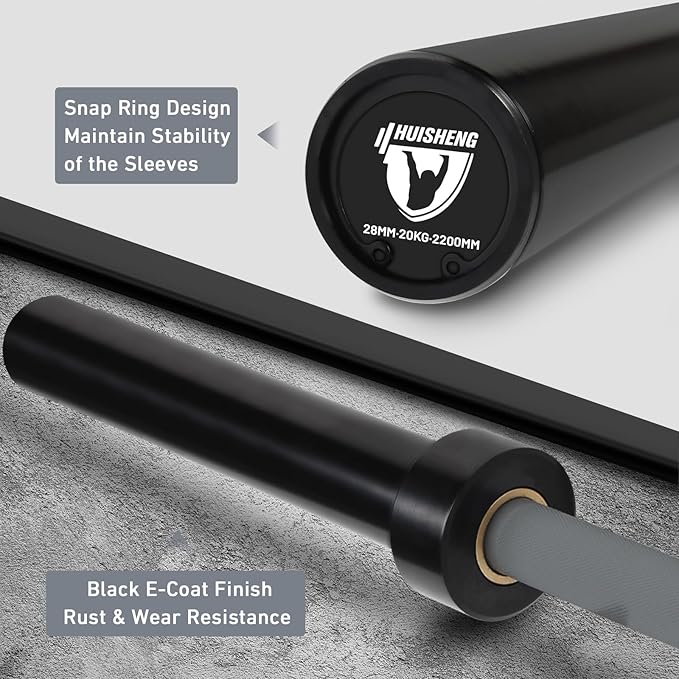 7ft Olympic Barbell for Strength Training and Olympic Weightlifting, 500 700 1000LBS Capacity Available, 2 Inch Bar for Squats, Home Gym Fitness Equipment, Bench Press, Deadlift,Powerlifting-StrideForce Fitness