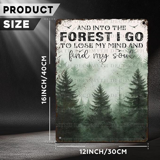 Vintage Sign And Into The Forest I Go to Lose My Mind and Find My Soul Hiking Girl Retro Metal Tin Sign for Home Coffee Wall Decor 12 * 16inch-StrideForce Fitness