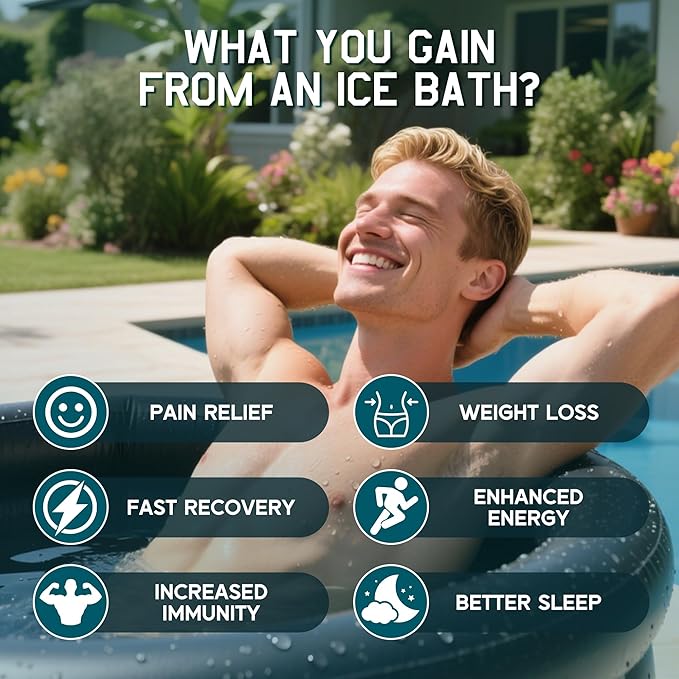 Albott Inflatable Cold Plunge Tub for Athletes, Ice Bath Tub with Insulated Lid Non-Slip Mat, Water Chiller Compatible, Portable for Outdoor & Indoor Recovery, 150 Gal, 59"L x 32"W x 28"H-StrideForce Fitness