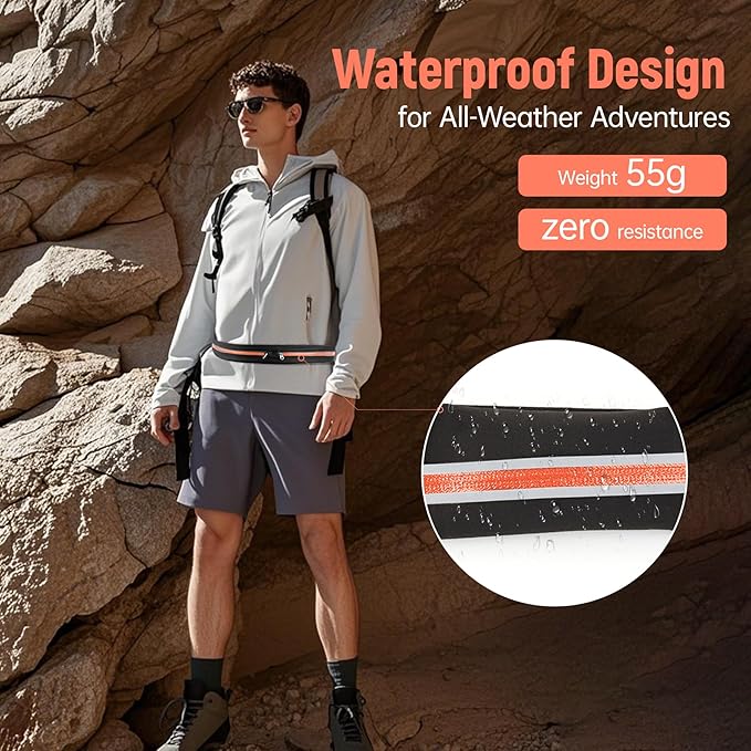 Slim Running Belts for Women Men - Running Phone Holder Fanny Pack for Key, Accessories Fits ALL Cell Phones, Orange-StrideForce Fitness