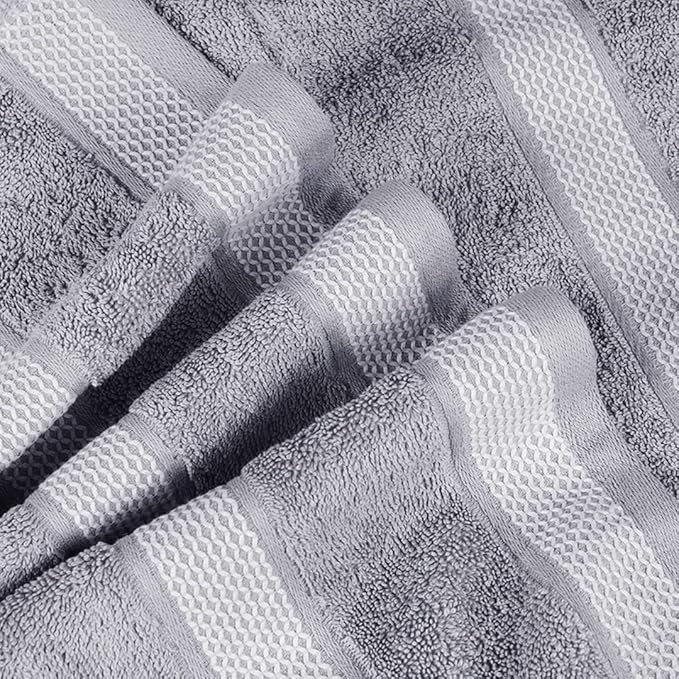 CASA COPENHAGEN, Designed in Denmark, 600 GSM, Hand Towels 16x28 Inches, Set of 10 - Grey Violet, Super Soft and Absorbent, Egyptian Cotton Towels for Bathroom & Kitchen-StrideForce Fitness