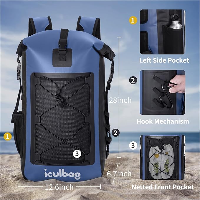 Dry Bags Waterproof Backpack for Women Men Travel Dry Bag Backpack Warterproof Bag for Kayaking Beach Boating 30L/40L-StrideForce Fitness