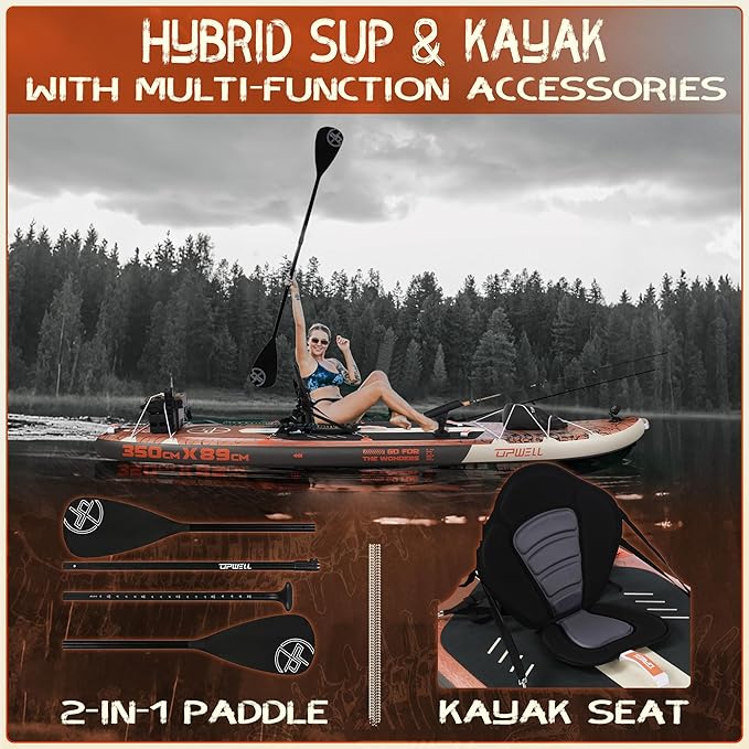 UPWELL 10'6"/11'/11'6" Inflatable Paddle Board, Stand Up Paddlboard for Youth & Adults, Stable Design, Premium SUP Accessories, Backpack, Leash, Hand Pump, Fins-StrideForce Fitness