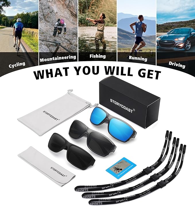 STORYCOAST Polarized Sports Sunglasses for Men Women Unbreakable Frame Cycling Fishing Driving-StrideForce Fitness