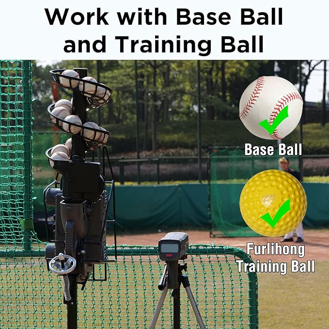 Furlihong 636BH Upgraded Dual-Wheel Baseball Pitching Machine, Adjustable Angle, Speed, and Interval, 40-68 MPH, Ideal for Professional Players and Coaches Training-StrideForce Fitness