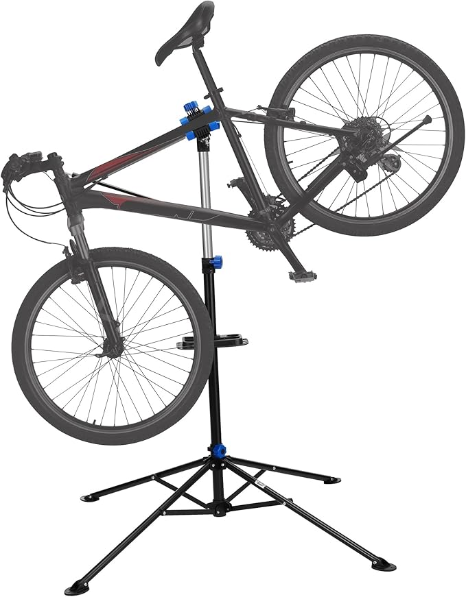 Pro Stand Plus Bike Rack - Heavy-Duty Telescoping Bicycle Stand with Tool Tray, Rotating Clamps, and Adjustable Handlebar Rod by RAD Cycle (Black)-StrideForce Fitness