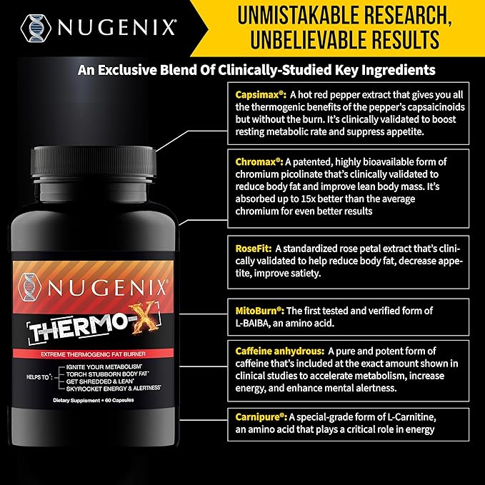 Nugenix Thermo-X: Thermogenic Fat Burner Supplement for Men, Extreme Metabolic Accelerator, 120 Count-StrideForce Fitness