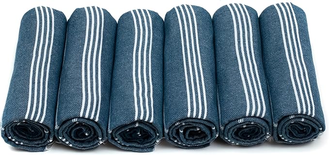 HAVLULAND Turkish Beach Towels Oversized -100% Turkish Cotton Super Soft Lightweight - Absorbent and Quick Drying Bath Towel - Sand Free Beach Towel - Turkish Towels for Adults (Teal, 6 Pack)-StrideForce Fitness