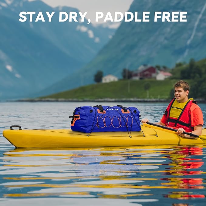 HEETA Waterproof Duffel Bag Motorcycle Dry Bag Backpack, 60L/80L Extra Large Rolltop Travel Duffle Bags with Straps & Handles for Kayaking Rafting Boating Canoeing Camping Gym Beach Cruise Ship-StrideForce Fitness