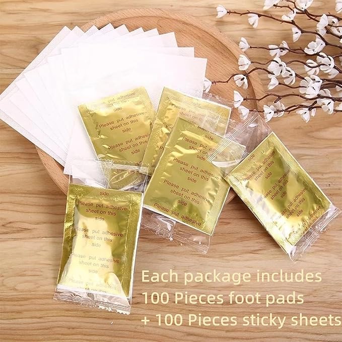 Ginger Foot Pads 100 Packs Bamboo Vinegar Patch Gold Foot Patches Easy to use-StrideForce Fitness