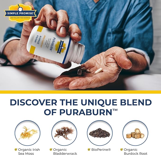 Simple Promise PuraBurn™ - Herbal Wellness Supplement with Organic Irish Sea Moss, Bladderwrack & Burdock Root - Supports Digestive Health & Nutrient Absorption - 60 Capsules-StrideForce Fitness