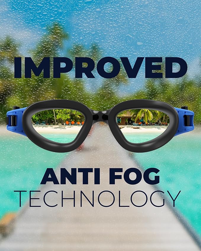AqtivAqua Swimming Goggles, DX Wide View Swim Goggles for Adult Men Women, Anti Fog No Leaking-StrideForce Fitness
