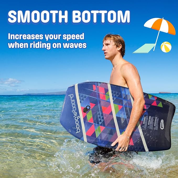 Wham-O Boogie Boards, 37" Body Board for Beach, Lightweight Bodyboard with Wrist Leash for Beginners and Training All Wave Conditions(1 Pack)-StrideForce Fitness