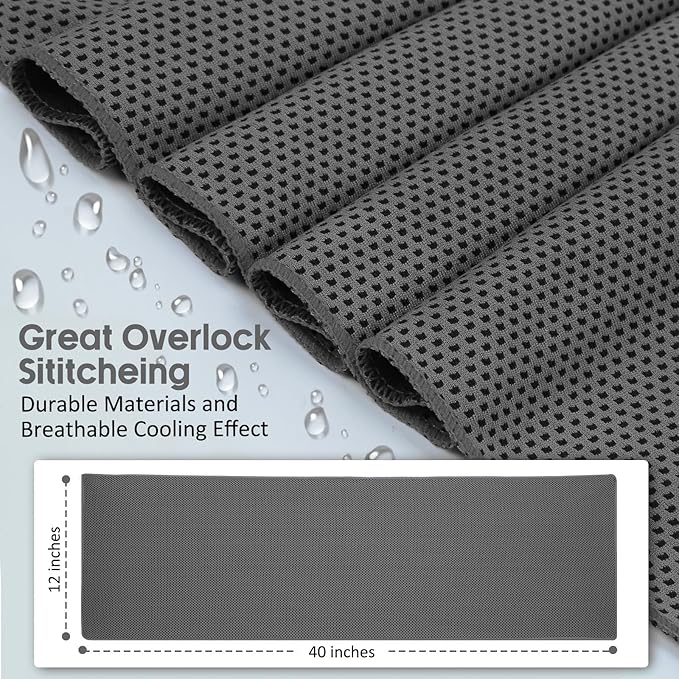 Cooling Towels 20 Pack, 40"x 12" Cooling Rags Neck Wraps for Sports with Carrying Pouch, Gym Cooling Neck Towels for Hor Weather, Sweat, Fitness, Travel-StrideForce Fitness