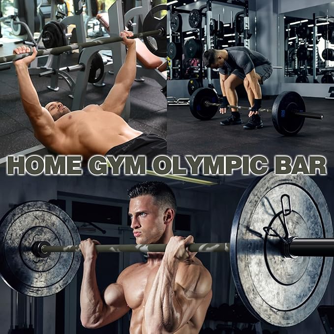 7ft Olympic Barbell for Strength Training and Olympic Weightlifting, 500 700 1000LBS Capacity Available, 2 Inch Bar for Squats, Home Gym Fitness Equipment, Bench Press, Deadlift,Powerlifting-StrideForce Fitness