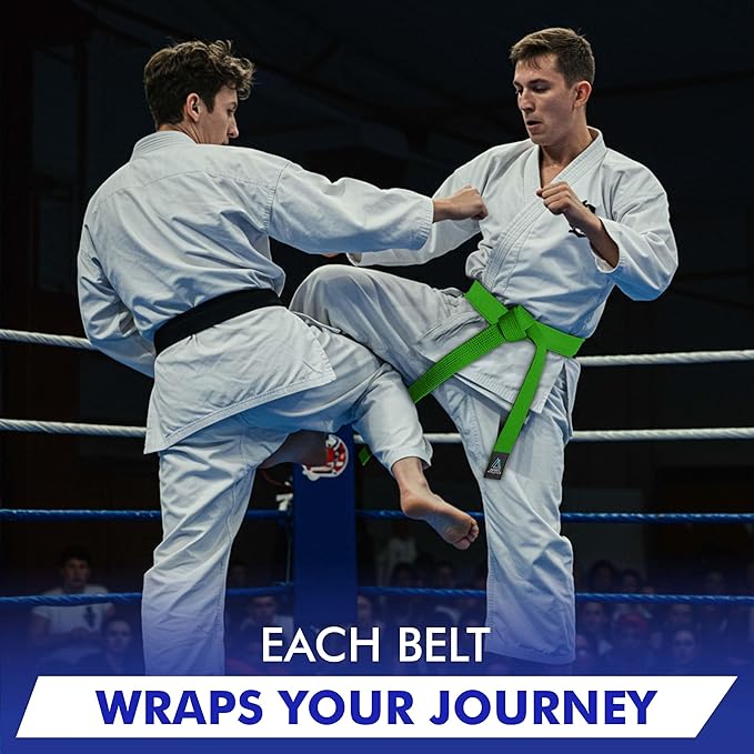 BJJ Belt for Men & Women Brazilian Jiu Jitsu Belt with Ranking Stripes Sleeve Bar Kids Jiu Jitsu Gi Belt-StrideForce Fitness