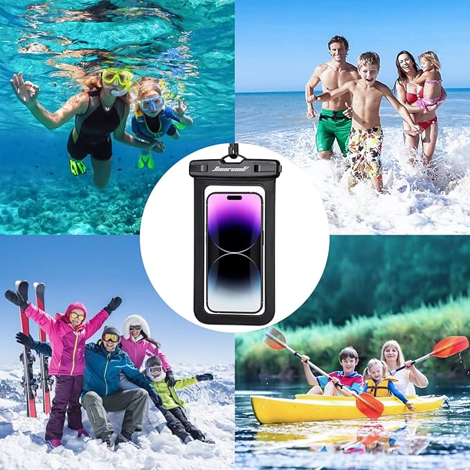 Hiearcool Waterproof Pouch for iPhone, Waterproof Phone Bag Travel Essentials Cruise Accessories Must Haves-4Pack Black-StrideForce Fitness