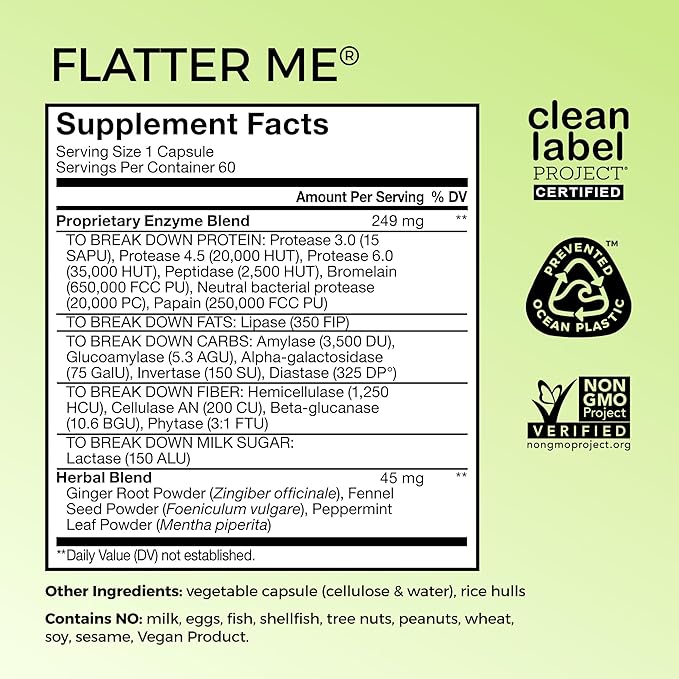 HUM Flatter Me Digestive Enzymes Bloating Supplement - Fast-Acting Bloat Relief for Digestive Health & Debloating Multi Enzyme | Bloat Pills, Anti Bloat Pills, Vegan 60 Servings-StrideForce Fitness