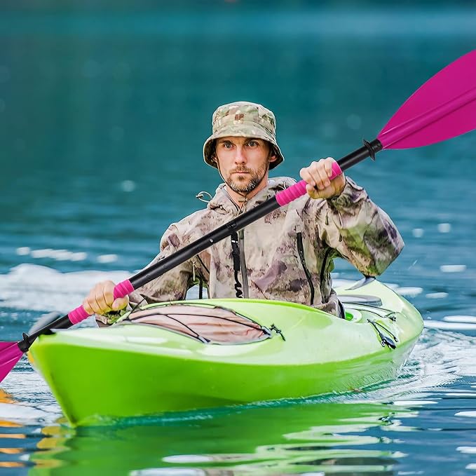 Kayak Paddle Aluminum Shaft Paddle with Nylon Blades, Floating Adjustable Kayaking Oars, 3 Piece, 220-240cm/86-94 Inches,Black/Rose/Teal/Black/Orange/Grey-StrideForce Fitness