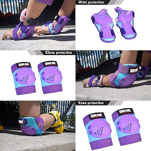 Youth/Kids Knee Pads Elbow Pads Wrist Guards Protective Gear Set for 3-15 Years Child Roller Skates, Skateboard, Cycling, Inline Skating, BMX Bike, Balance Bike, Scooter Riding and Other Outdoor Sports-StrideForce Fitness