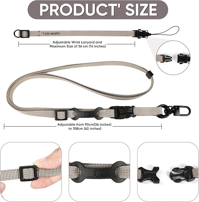 Cell Phone Strap Adjustable Wrist Strap Crossbody Cellphone Holder Extra Long Phone Lanyard Wrist Lanyard (Khaki)-StrideForce Fitness