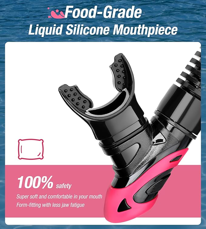Aegend Dry Snorkel, Dive Mask Easy-Breath Free Diving Snorkel for Snorkeling Scuba Diving Freediving Swimming, with Top Dry Valve and Food-Grade Silicone Mouthpiece-StrideForce Fitness