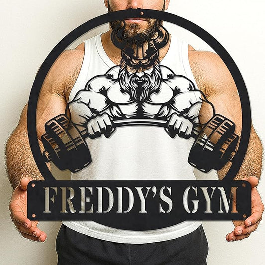 Custom Name Gym Metal Sign Personalized Fitness Wall Art Decor for Home, Workout Room, Garage, Powerlifting Center, Motivational Gift for Women, Men, Dad, Papa, Grandpa, Mother, Sister, Girls-StrideForce Fitness