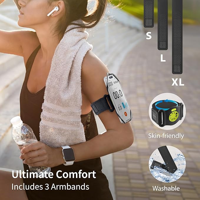 BONE Run Tie Connect Kit 2 Magnetic, Magnetic Running Phone Holder, Detachable & 360° Rotatable Sport Armband, Skin-Friendly Silicone Phone Carrier for Most Smartphones (Quick Release Kit)-StrideForce Fitness