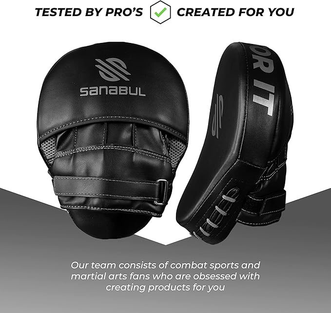 Sanabul Essential Curved Punching Mitts for Boxing, MMA Muay Thai Boxing Pads for Training, Punch Focus Mitts, Hand Pads Sparring Gear, Strike Shield-StrideForce Fitness