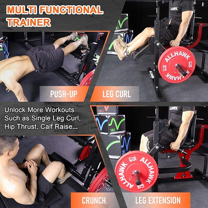 All-in-One Leg Extension and Curl Machine, Adjustable Seated Leg Rotary Extension Machine for Lower Body, Plate Loaded Home Gym Weight Machine for Thigh Workouts-StrideForce Fitness