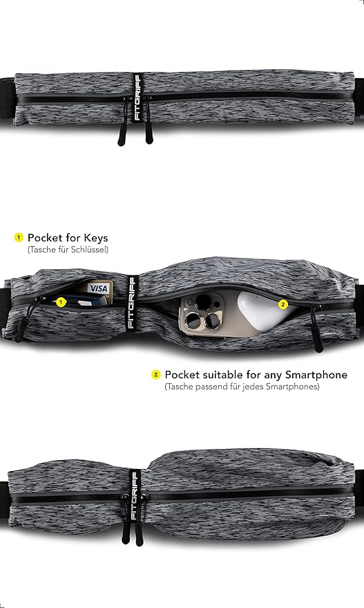 Fitgriff® Running Belt for Men & Women - Secure Jogging Pouch for Phone, Keys & Essentials - For All Cell Phones-StrideForce Fitness