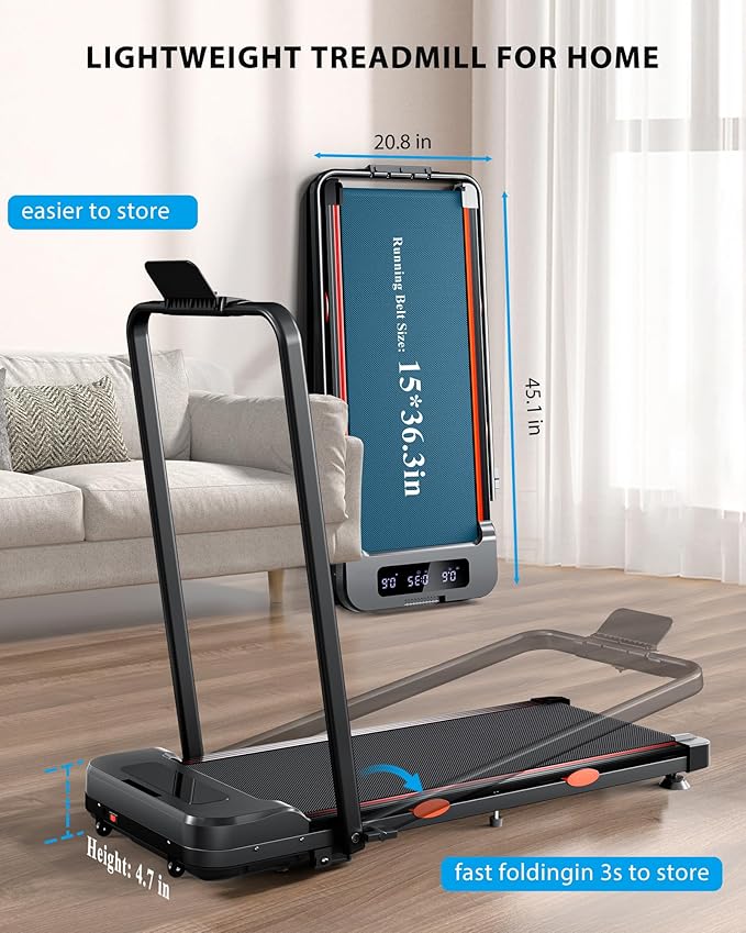 340lb Capacity Walking Pad Treadmill with 12% Incline, Big LED Display Under Desk Treadmill Support Full Manual/3-Preset Countdown/App Mode, Portable Treadmills for Small Spaces-StrideForce Fitness