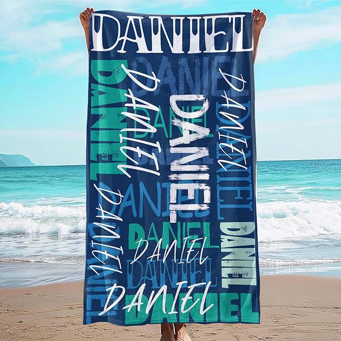 JML Personalized Beach Towel with Name, Custom Beach Towel with Name, Customized Microfiber Pool Towel, Quick Dry & Absorbent Swim Towel for Adult,Anniversary, Birthday, Summer Holiday,Vacation-StrideForce Fitness