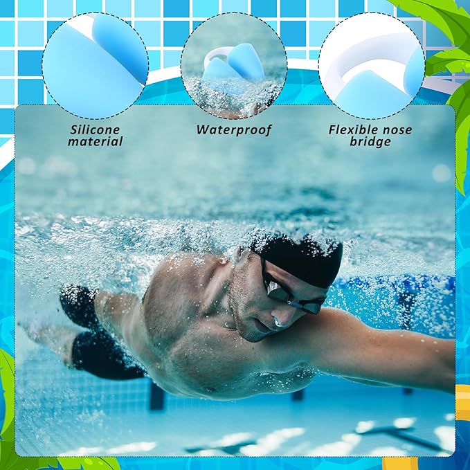 2 Pack Nose Plugs for Swimming for Adults and Kids (Age 7-12), Waterproof Soft Silicone Swimming Protectors Nose Block Nostril Plugs for Swimmers Surfers Water Sports-StrideForce Fitness