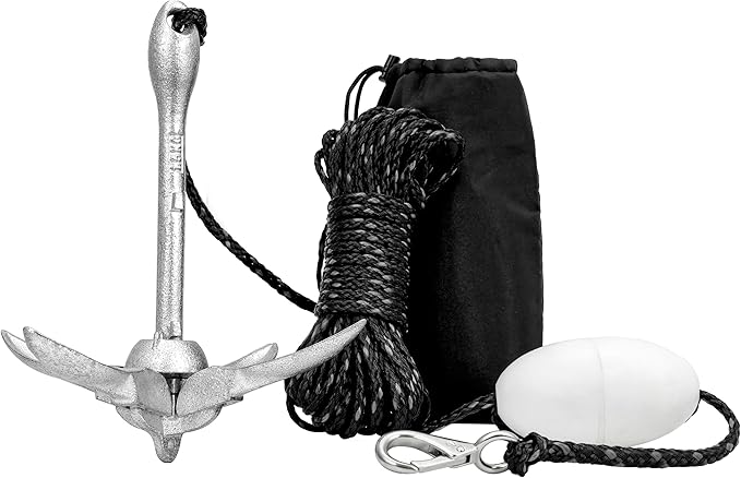 Boat Anchor 3.5 lb Folding Anchor, Grapnel Anchor Kit for Kayaks, Canoes, Paddle Boards-StrideForce Fitness