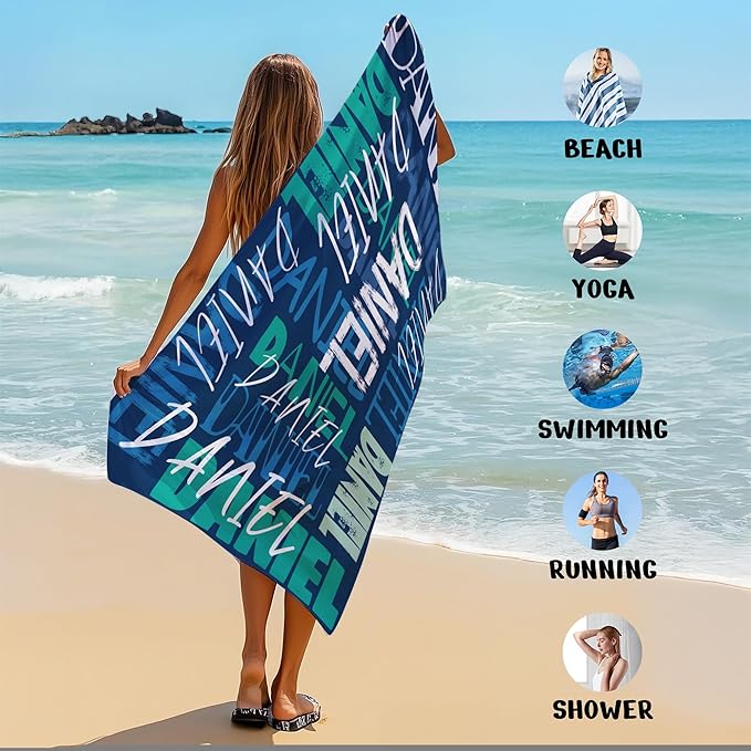 JML Personalized Beach Towel with Name, Custom Beach Towel with Name, Customized Microfiber Pool Towel, Quick Dry & Absorbent Swim Towel for Adult,Anniversary, Birthday, Summer Holiday,Vacation-StrideForce Fitness
