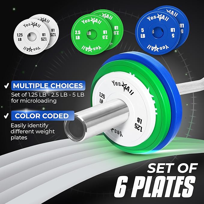Yes4All Fractional Weight Plates Set, Available In Steel And Rubber, Set of 2/4/6 Plates in 1.25LB, 2.5LB, or 5LB Sizes, Micro Change Plates for Dumbbell and Olympic Barbell Weightlifting-StrideForce Fitness