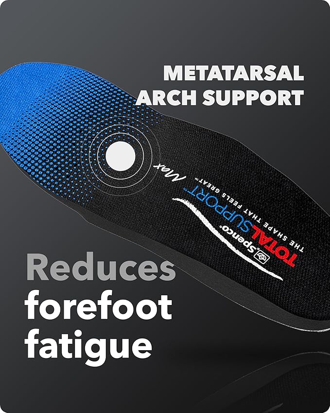 Spenco Total Support Max Shoe Insoles - Orthotic Metatarsal Arch Support Inserts - Absorbs Shock, Reduces Over-Pronation, Conforms to Foot Contours, Deep Heel Cupping Women's 5-6.5-StrideForce Fitness