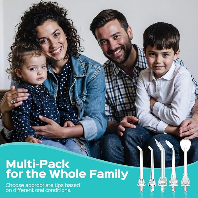 COSLUS Original Water Flosser Replacement Tips: Replacement Heads Compatible with COSLUS, Aquasonic, Nicwell, Oralfree, WELLFINE, Tovendor Water Dental Pick,Flosser Accessory, 4 Orthodontic Tips