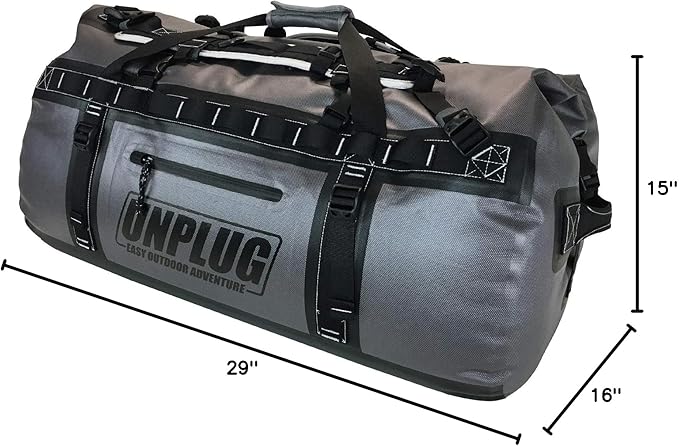 UNPLUG Ultimate Adventure Bag | 1680D Heavy Duty Waterproof Bag | Large Travel Duffle Bag which can be Used for Camping, Motorcycling, Boating, or Hunting-StrideForce Fitness