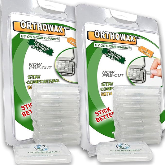 Genuine Orthowax™ - Precut Orthodontic Dental Waxes (Pk of 18) - Stick Better - Orthodontic Wax by Orthomechanics - Aloe Vera and Vitamin E