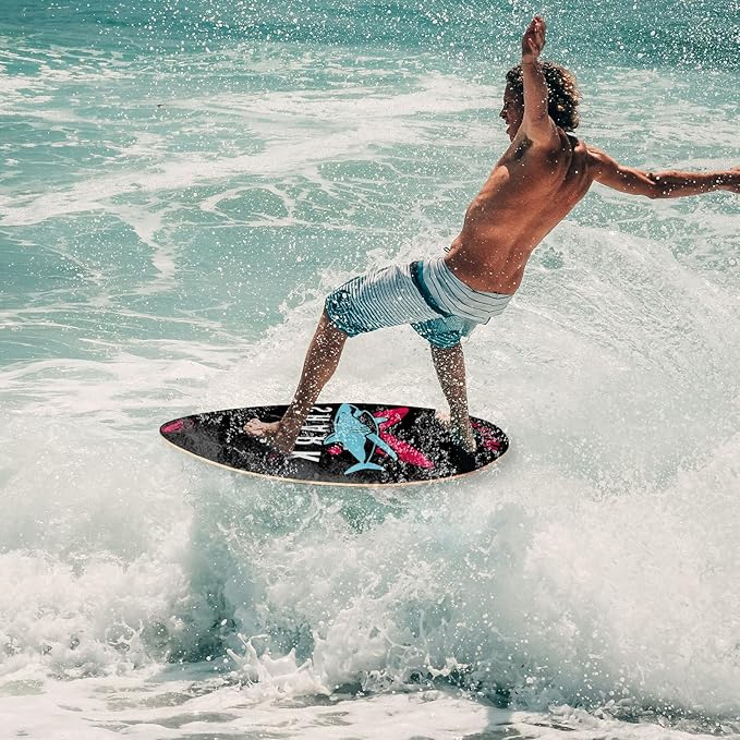 seething 35 Inch Skimboard with High Gloss Coat Wood Skim Board for Beginners,Kids, Teenagers, Adults and All Skimming-StrideForce Fitness
