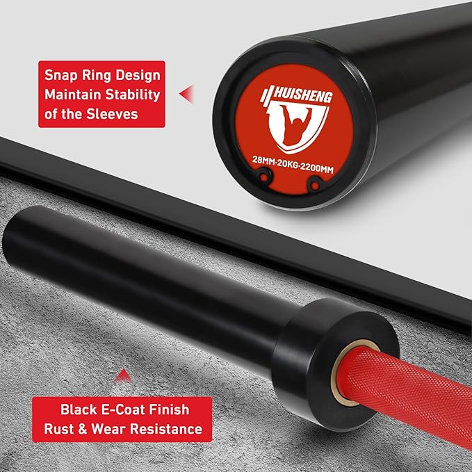 7ft Olympic Barbell for Strength Training and Olympic Weightlifting, 500 700 1000LBS Capacity Available, 2 Inch Bar for Squats, Home Gym Fitness Equipment, Bench Press, Deadlift,Powerlifting-StrideForce Fitness