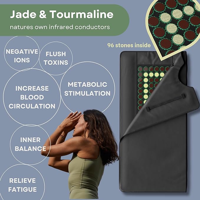 Pro M3 - Infrared Sauna Blanket | Detox, Wellbeing & Recovery | Highest Grade Materials + Jade & Tourmaline for Enhanced Therapy, Adjustable Temp 77-176°F, 6ft x 3ft (Mineral Edition)-StrideForce Fitness